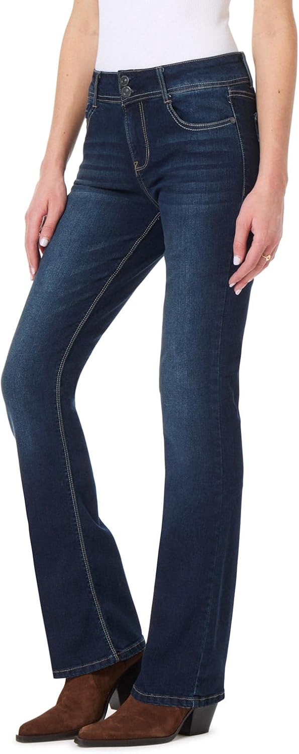 WallFlower Luscious Curvy Bootcut Jeans for Women, Mid-Rise Insta Stretch Denim, Size-Inclusive Juniors Jeans, Sizes 0 to 24