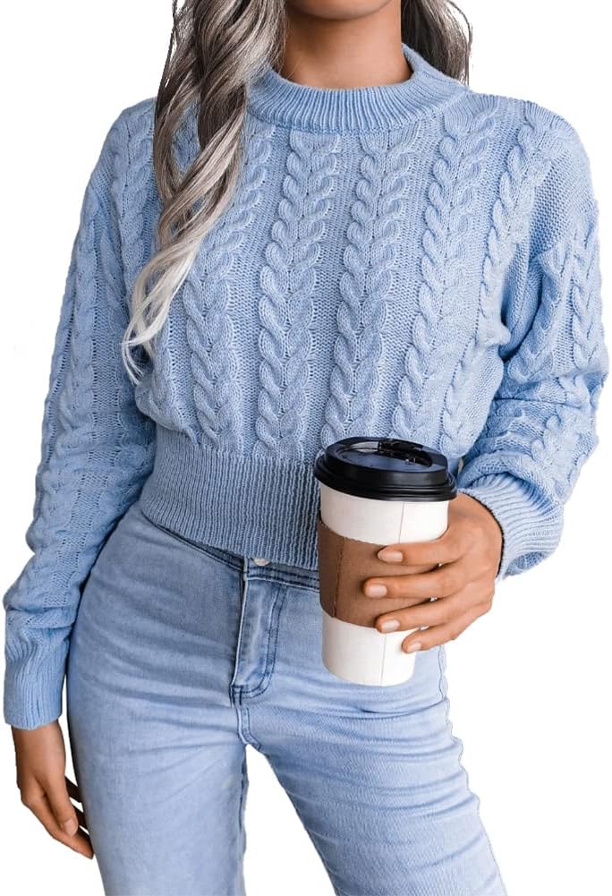 JUNBOON Women’s Casual Leopard Print Knitted Pullover Sweaters Long Sleeve Crew Neck Jumper Tops