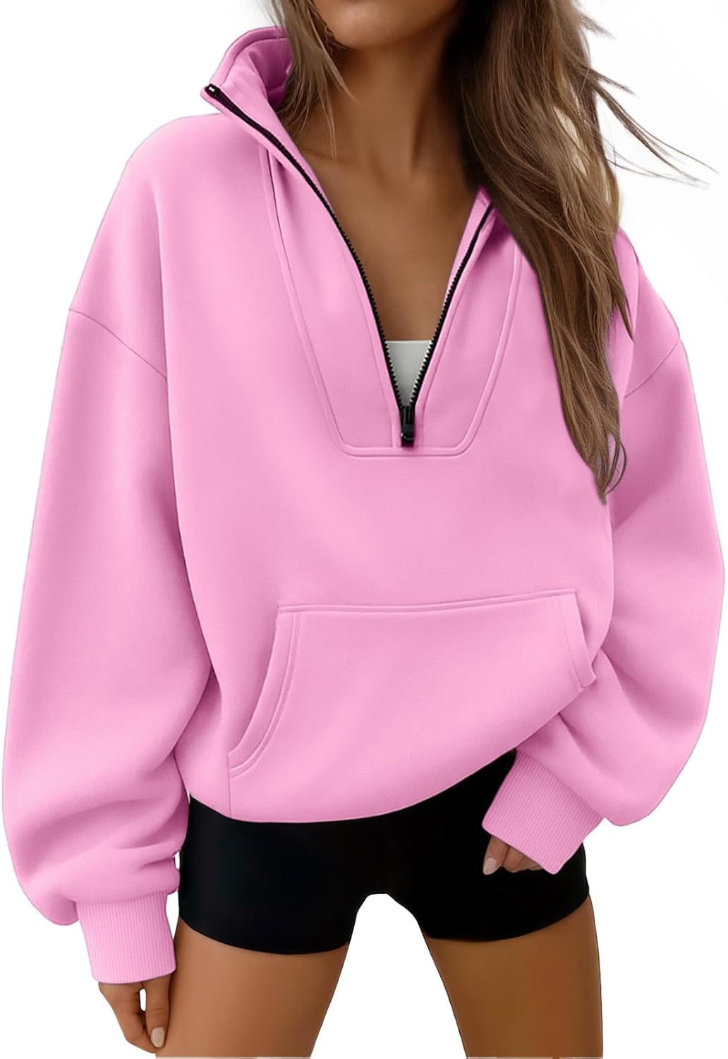 Trendy Queen Womens Sweatshirts Quarter Half Zip Pullover Oversized Hoodies Fall Fashion 2025 Winter Fleece Jackets Sweaters
