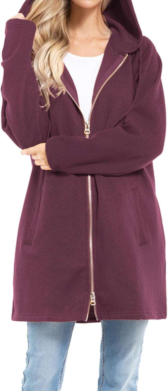 Design by Olivia Women's Casual Oversized Loose Fit Zip Up Pullover Hoodie Tunic Sweatshirt Jacket Fall Outfits (S-3X)