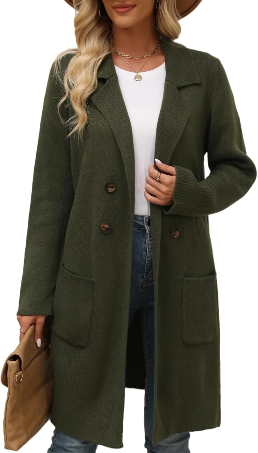 CiCiBird Women Fall Long Cardigan Sweater Trendy Knit Jacket Coat Dressy Blazer Coatigan