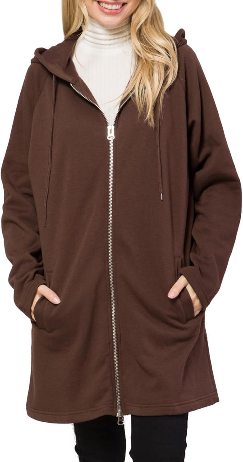 Design by Olivia Women's Casual Oversized Loose Fit Zip Up Pullover Hoodie Tunic Sweatshirt Jacket Fall Outfits (S-3X)