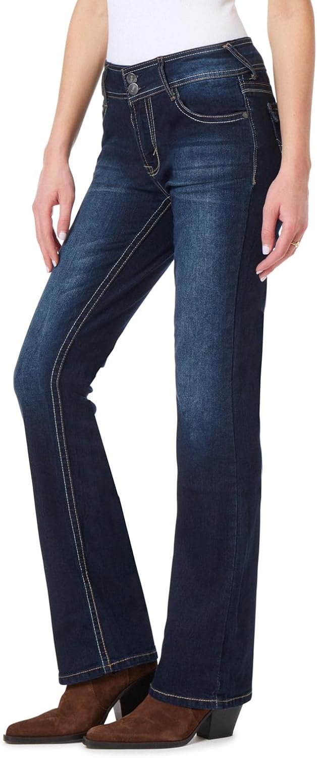 WallFlower Luscious Curvy Bootcut Jeans for Women, Mid-Rise Insta Stretch Denim, Size-Inclusive Juniors Jeans, Sizes 0 to 24