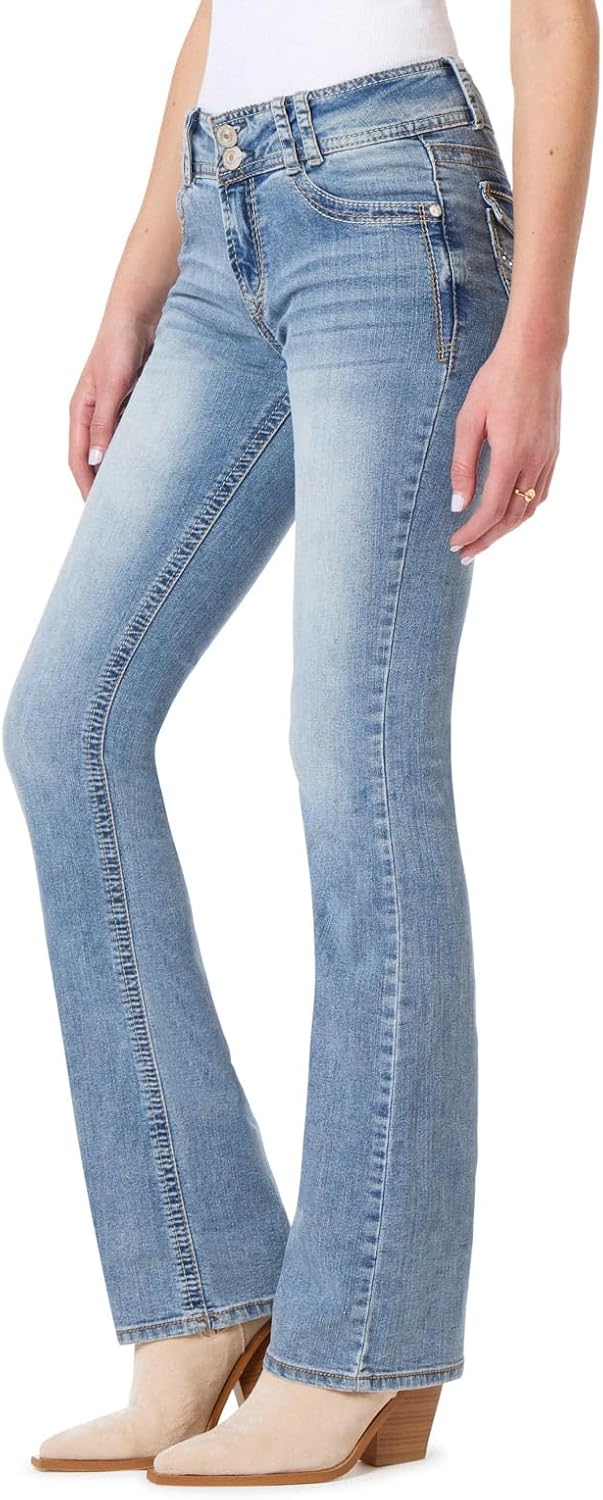 WallFlower Luscious Curvy Bootcut Jeans for Women, Mid-Rise Insta Stretch Denim, Size-Inclusive Juniors Jeans, Sizes 0 to 24