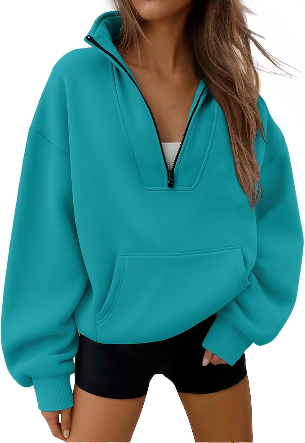 Trendy Queen Womens Sweatshirts Quarter Half Zip Pullover Oversized Hoodies Fall Fashion 2025 Winter Fleece Jackets Sweaters