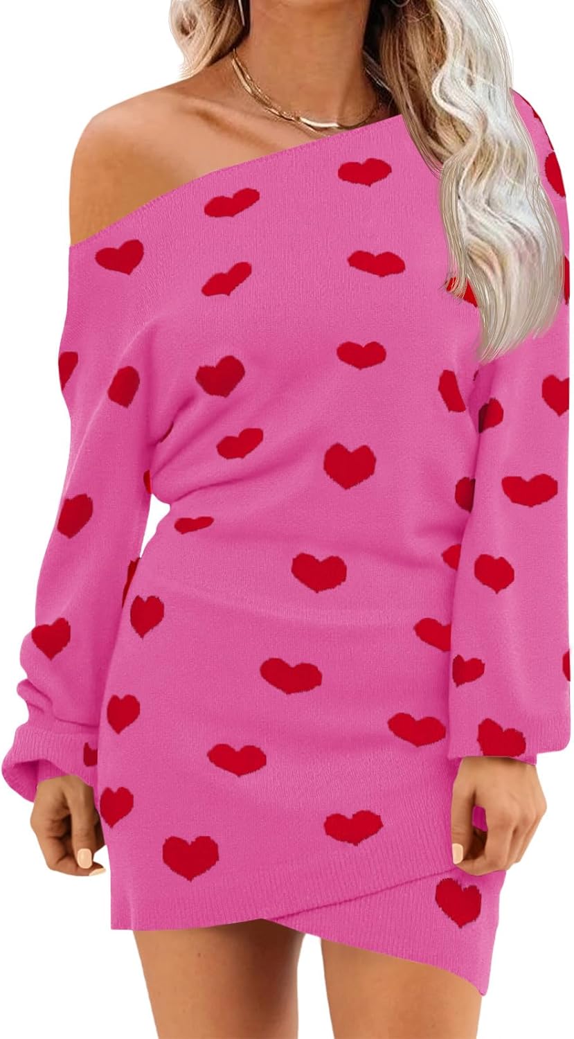 Wenrine Women's Off The Shoulder Sweater Dress 2025 Fall Winter Casual Long Sleeve Knit Slim Fit Pullover Mini Dresses