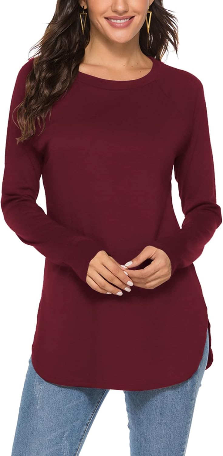 Newchoice Women's Casual Batwing Long Sleeve T Shirt Round Neck Basic Loose Tunic Tops