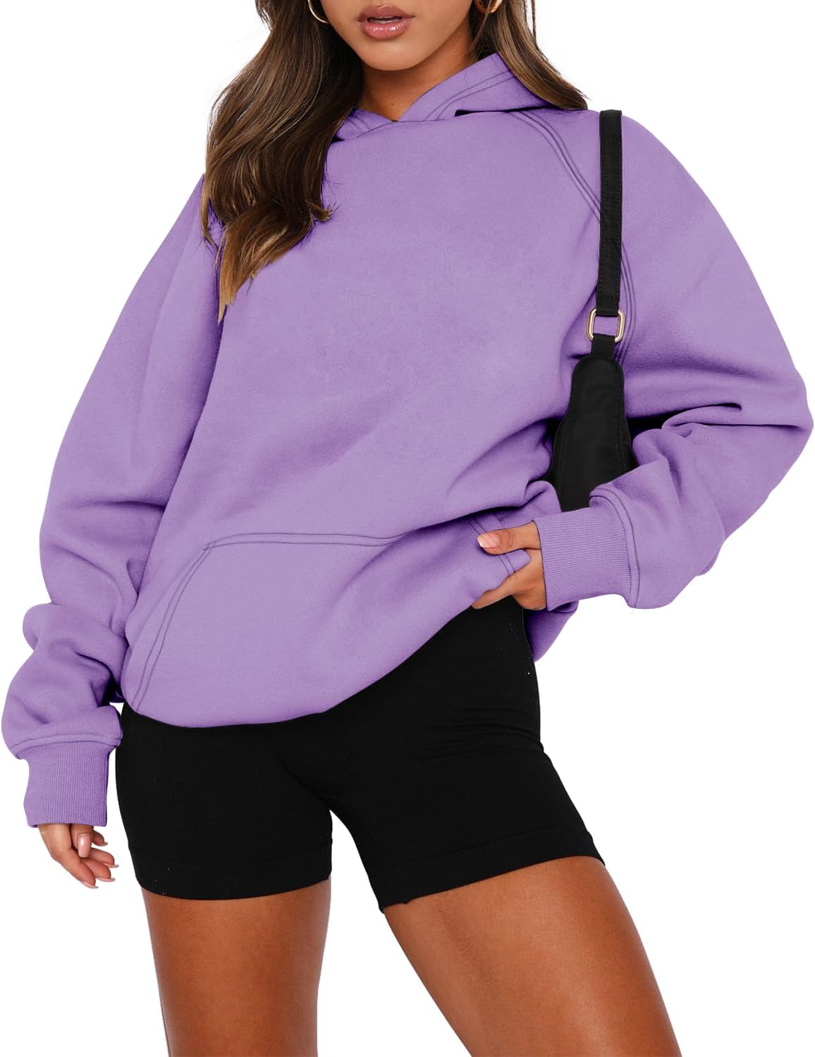 onlypuff Women Pullover Sweatshirt Long Sleeve Hoodies Kangaroo Pocket Fleece Basic Sweater