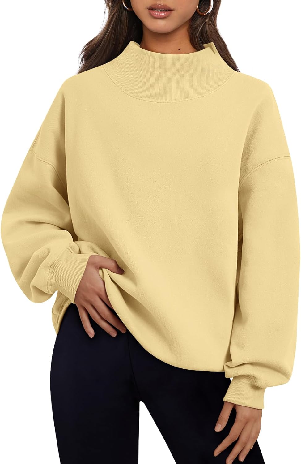 Trendy Queen Womens Oversized Sweatshirts Turtleneck Pullover Long Sleeve Hoodies Tops Fall Fashion Outfits 2025 Clothes