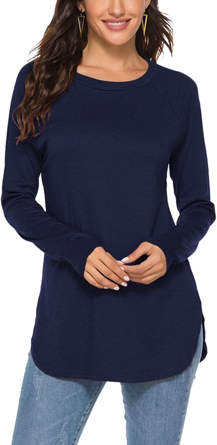 Newchoice Women's Casual Batwing Long Sleeve T Shirt Round Neck Basic Loose Tunic Tops