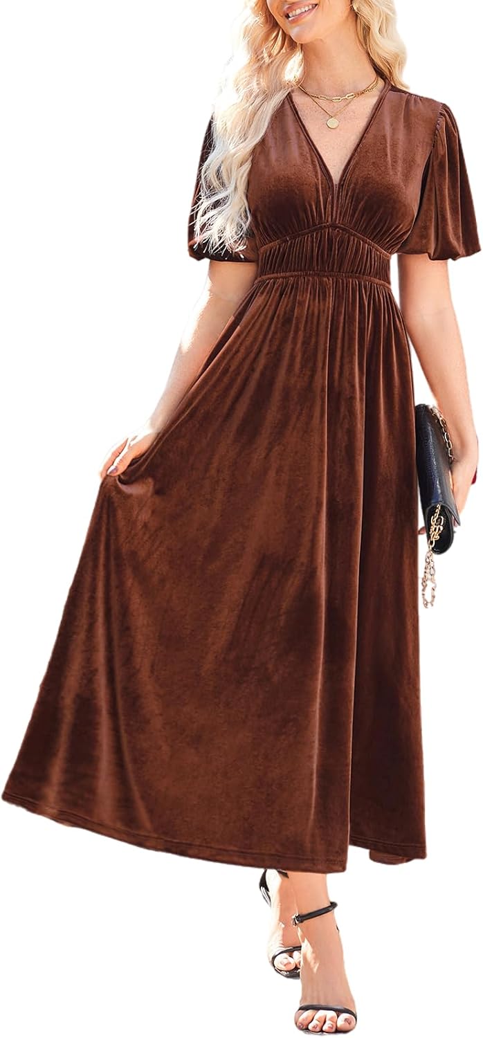 Sissyaki Women's Velvet Formal Dresses for Wedding Guest 2025 Fall Winter Dress