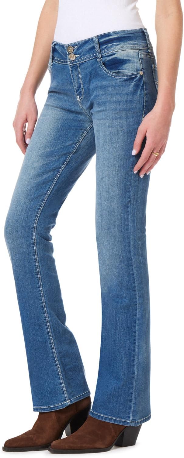 WallFlower Luscious Curvy Bootcut Jeans for Women, Mid-Rise Insta Stretch Denim, Size-Inclusive Juniors Jeans, Sizes 0 to 24