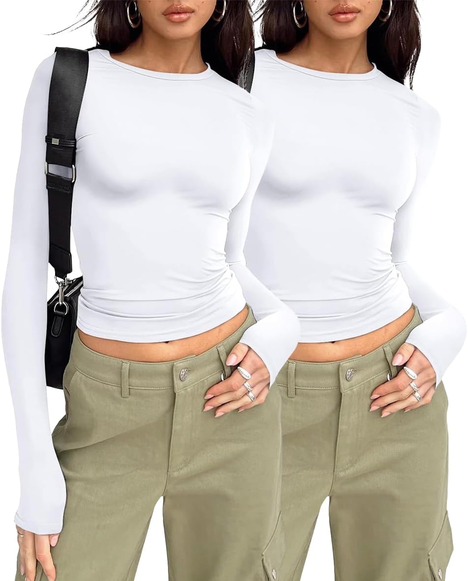 AUTOMET 3 Pack Womens Long Sleeve T Shirts Fall Fashion Basic Going Out Crop Tops Slim Fitted Winter Clothes 2025