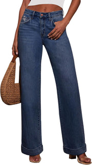 KUNMI Jeans for Women Wide Leg Baggy High Waist Boyfriends Straight Leg Stretchy Denim Pants Trendy Fall 2025