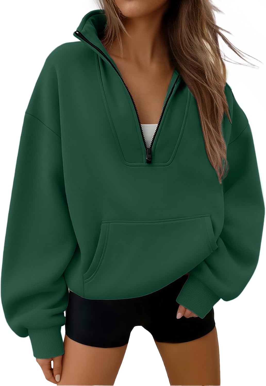 Trendy Queen Womens Sweatshirts Quarter Half Zip Pullover Oversized Hoodies Fall Fashion 2025 Winter Fleece Jackets Sweaters