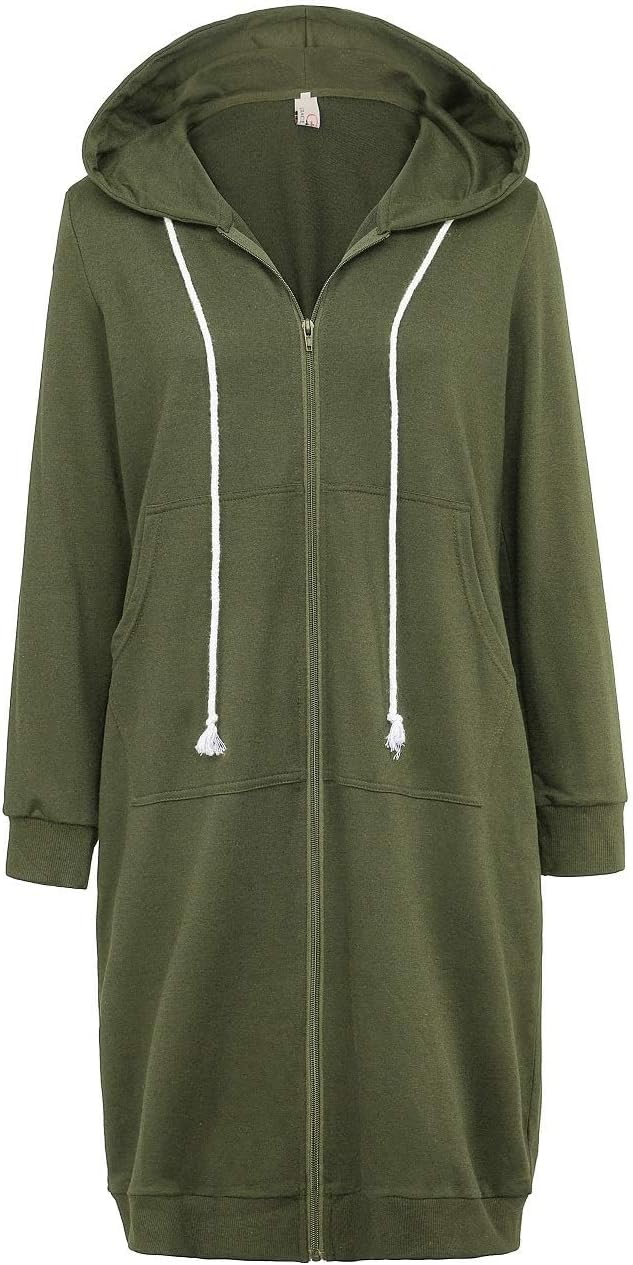 GRACE KARIN Long Hoodies for Women Zip up Hooded Sweatshirt Dress 2025 Casual Fall Jacket Coat with Pocket