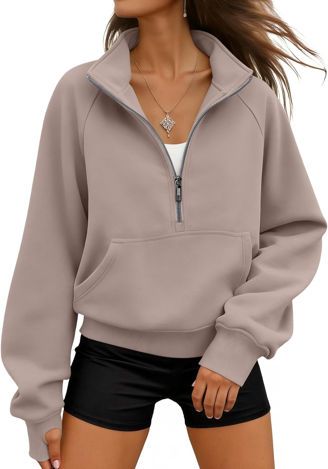 WYNNQUE Womens Sweatshirts Hoodies 2025 Fall Fashion Clothes Half Zip Pullover Cropped Fleece Sweaters Workout Soft Outfits