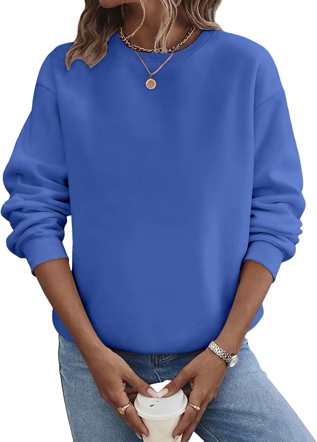 TICTICMIMI Women's Casual Crewneck Sweatshirts Long Sleeve Tops Loose Fit Fall Shirts