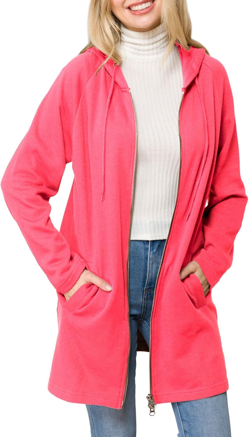 Design by Olivia Women's Casual Oversized Loose Fit Zip Up Pullover Hoodie Tunic Sweatshirt Jacket Fall Outfits (S-3X)