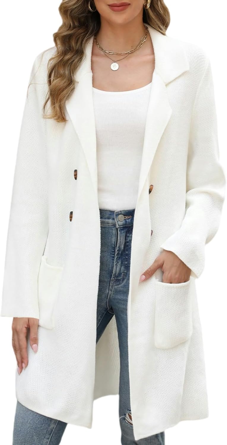 CiCiBird Women Fall Long Cardigan Sweater Trendy Knit Jacket Coat Dressy Blazer Coatigan