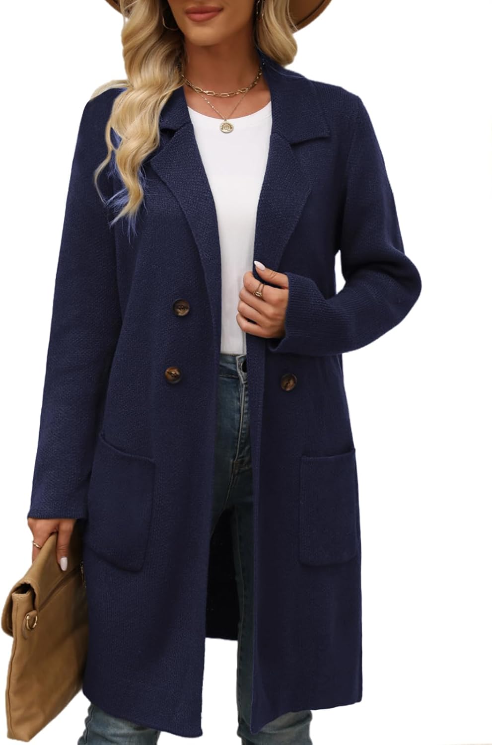 CiCiBird Women Fall Long Cardigan Sweater Trendy Knit Jacket Coat Dressy Blazer Coatigan