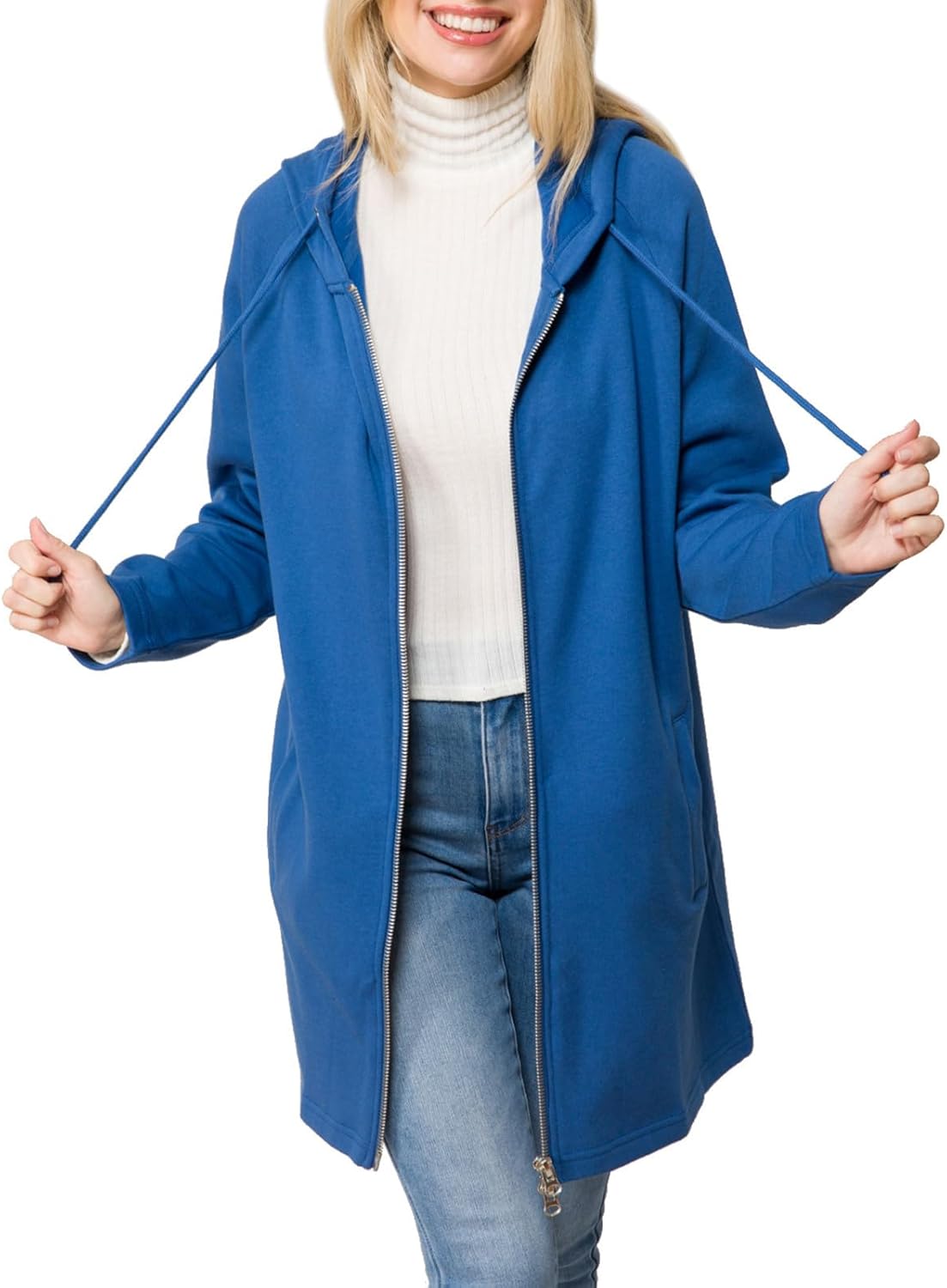 Design by Olivia Women's Casual Oversized Loose Fit Zip Up Pullover Hoodie Tunic Sweatshirt Jacket Fall Outfits (S-3X)