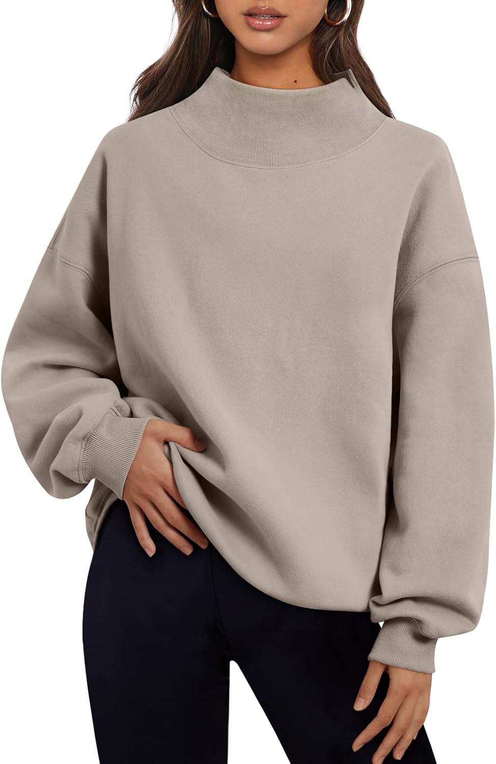 Trendy Queen Womens Oversized Sweatshirts Turtleneck Pullover Long Sleeve Hoodies Tops Fall Fashion Outfits 2025 Clothes