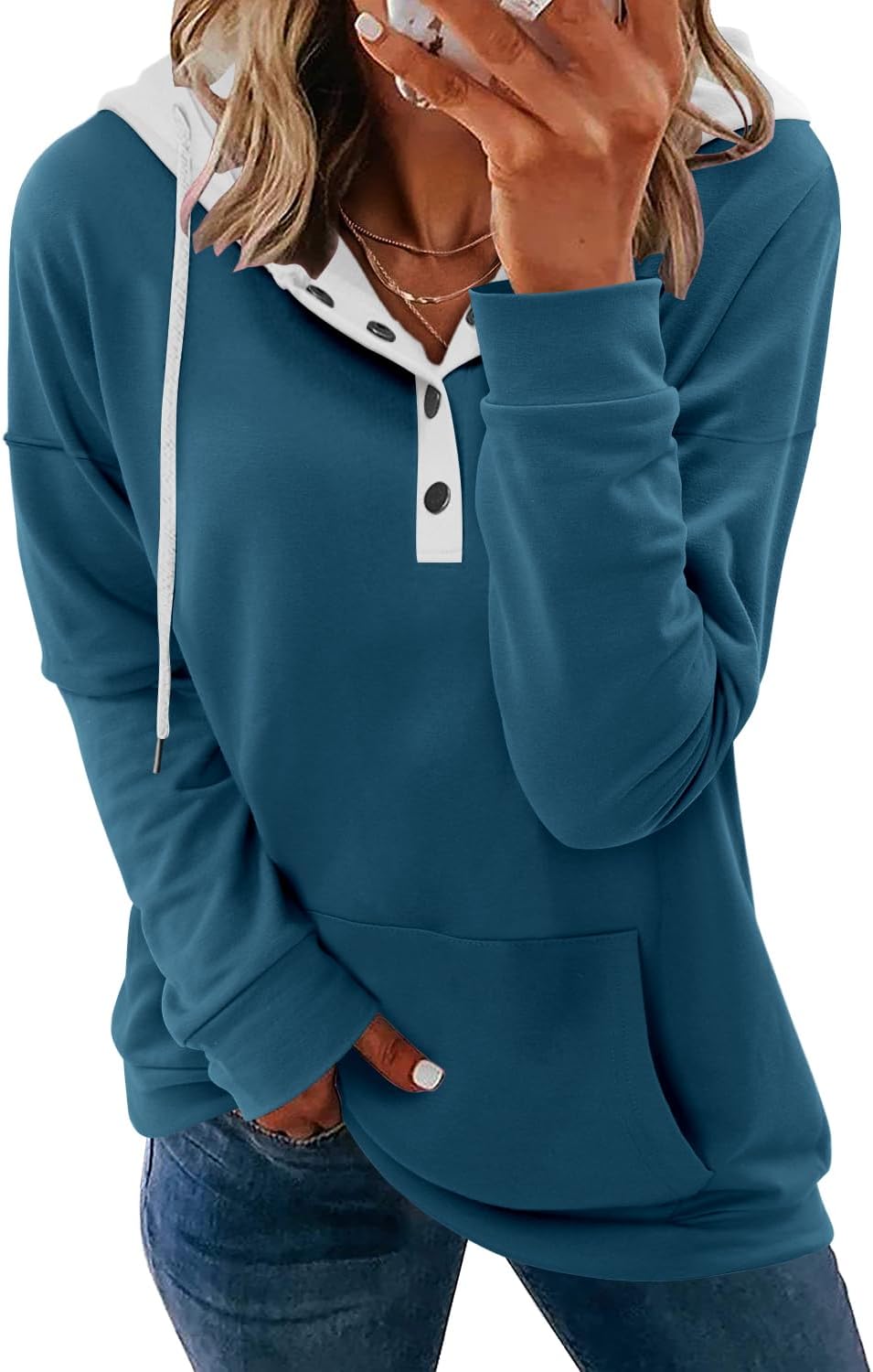 VIEACTIVEWEAR Hoodie for Women Tie Dye Sweatshirt Button Down Tops Casual Long Sleeve Oversize Pullover