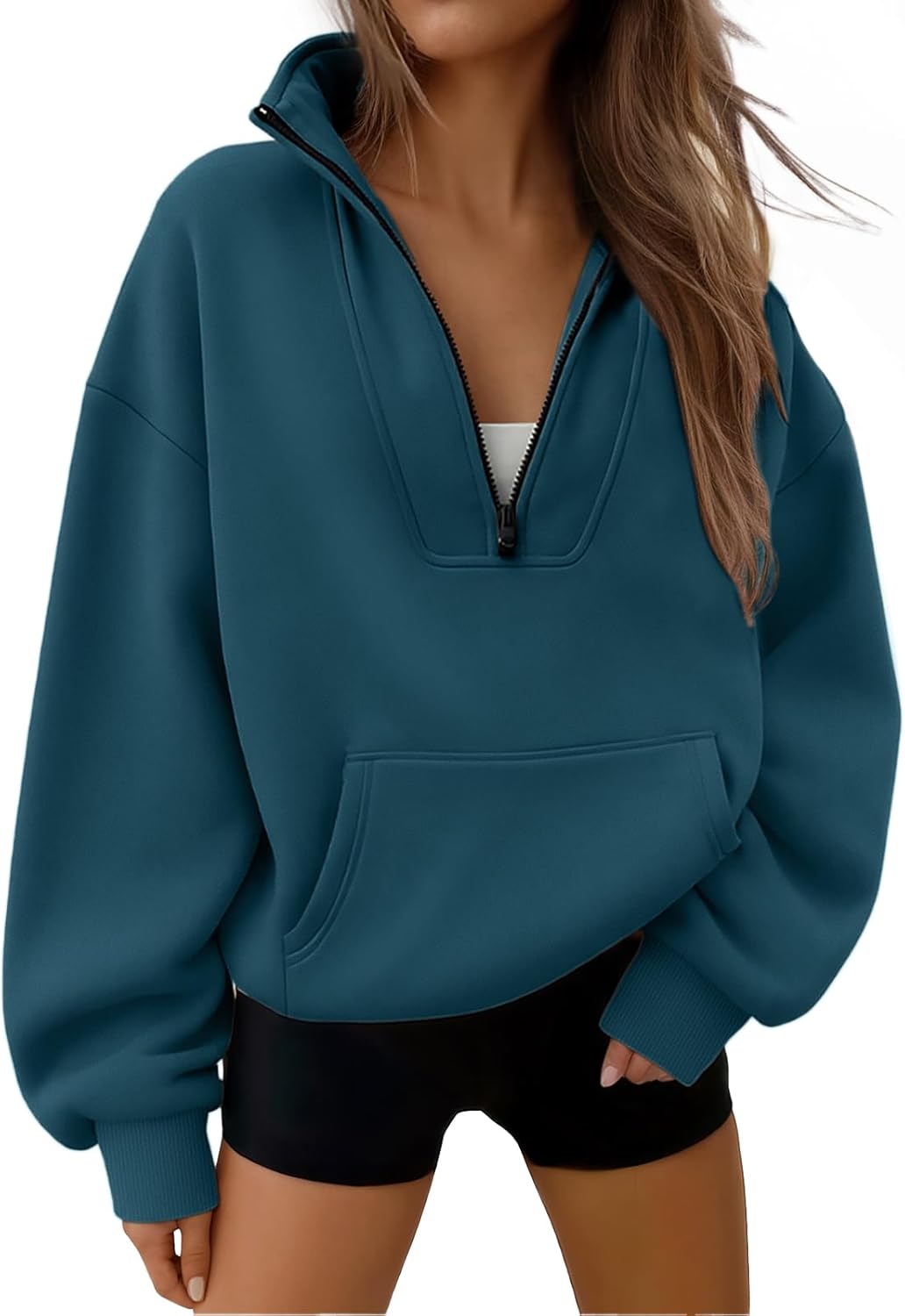 Trendy Queen Womens Sweatshirts Quarter Half Zip Pullover Oversized Hoodies Fall Fashion 2025 Winter Fleece Jackets Sweaters