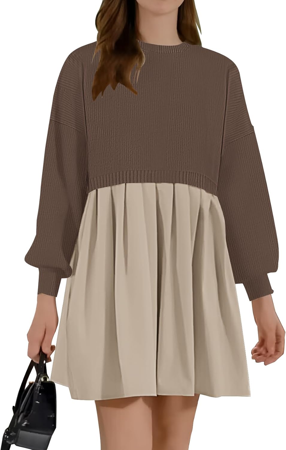 Womens Oversized Sweater Dress Spring Fall Trendy Long Sleeve Crewneck Pullover Tops Relaxed Fit Sweatshirts Mini Dresses