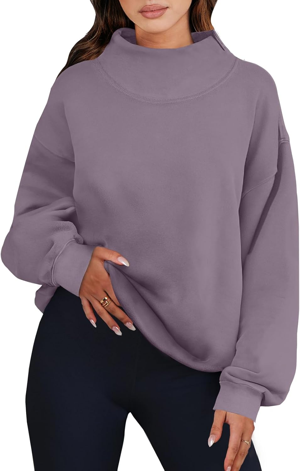 ANRABESS Womens Oversized Sweatshirts Turtleneck Pullover Long Sleeve Hoodies Tops 2025 Fall Fashion Preppy Outfits