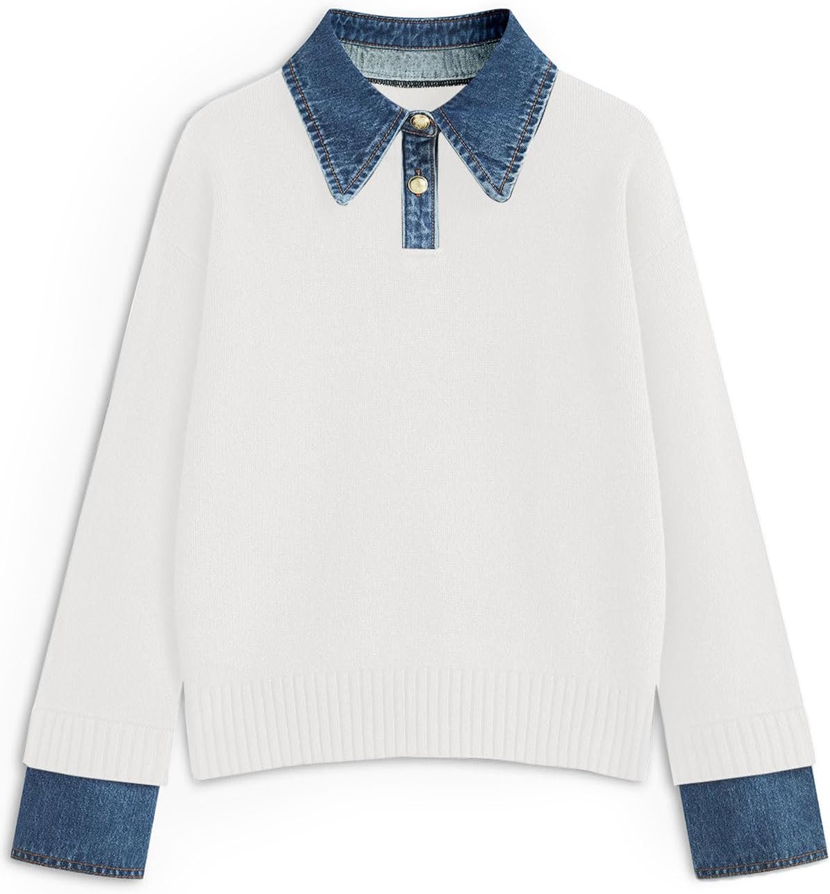 Womens Oversized Sweater Cozy Chunky Long Sleeve Mock Turtleneck V Neck Button Down Denim Polo Pullover Tunic Sweaters