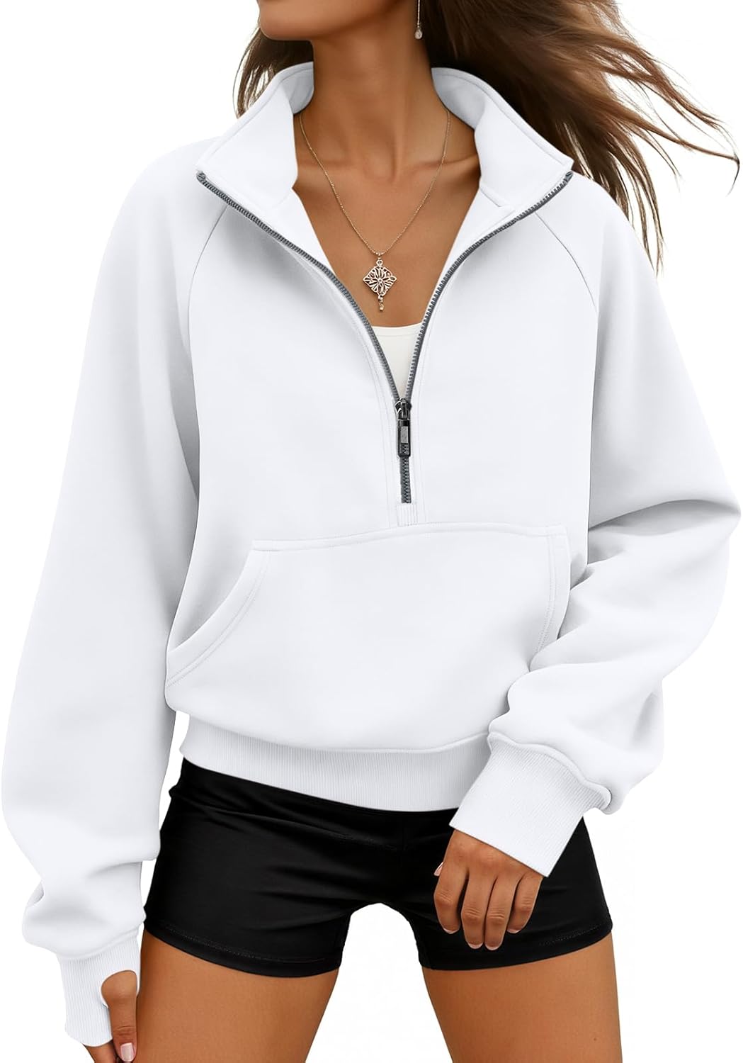 WYNNQUE Womens Sweatshirts Hoodies 2025 Fall Fashion Clothes Half Zip Pullover Cropped Fleece Sweaters Workout Soft Outfits