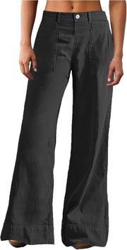 Flamingals Wide Straight Leg Mid Rise Baggy Pocket Denim Jeans Without Belt