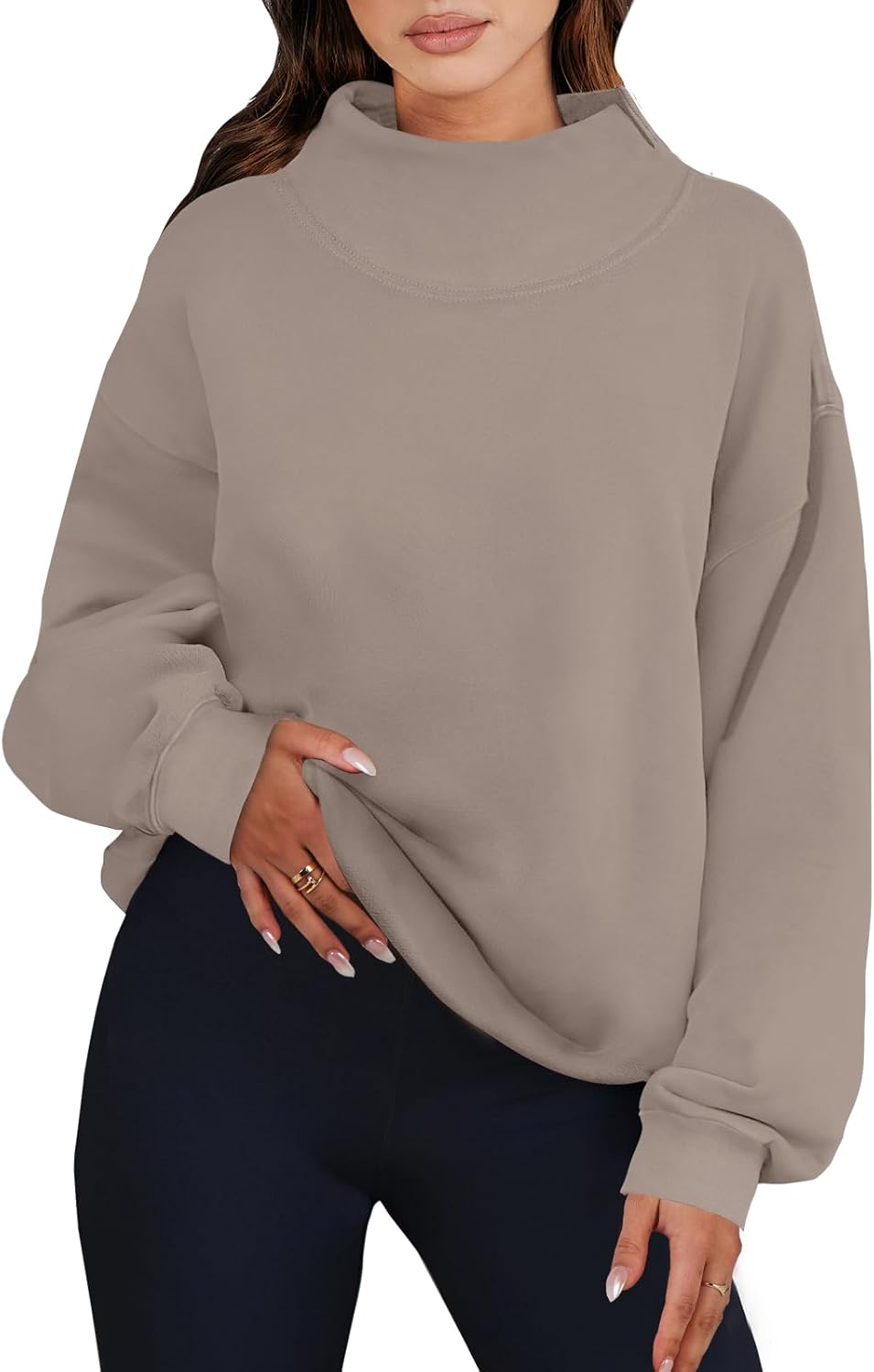 ANRABESS Womens Oversized Sweatshirts Turtleneck Pullover Long Sleeve Hoodies Tops 2025 Fall Fashion Preppy Outfits