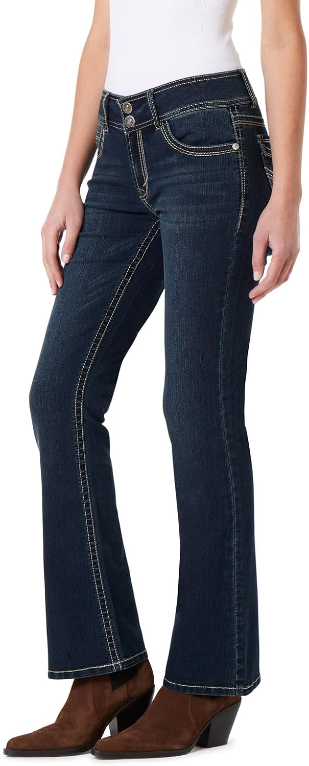 WallFlower Luscious Curvy Bootcut Jeans for Women, Mid-Rise Insta Stretch Denim, Size-Inclusive Juniors Jeans, Sizes 0 to 24