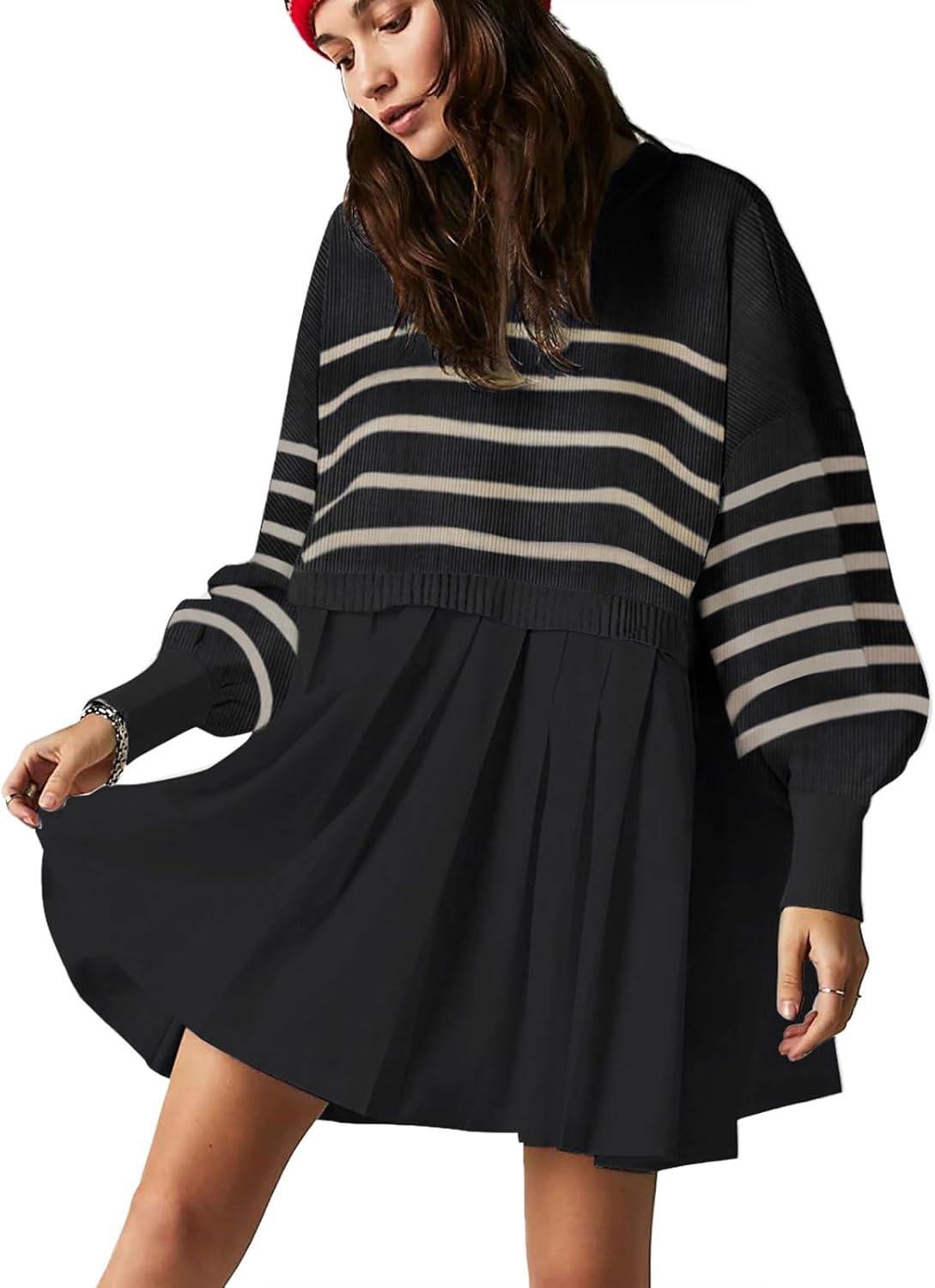 Womens Oversized Sweater Dress Spring Fall Trendy Long Sleeve Crewneck Pullover Tops Relaxed Fit Sweatshirts Mini Dresses