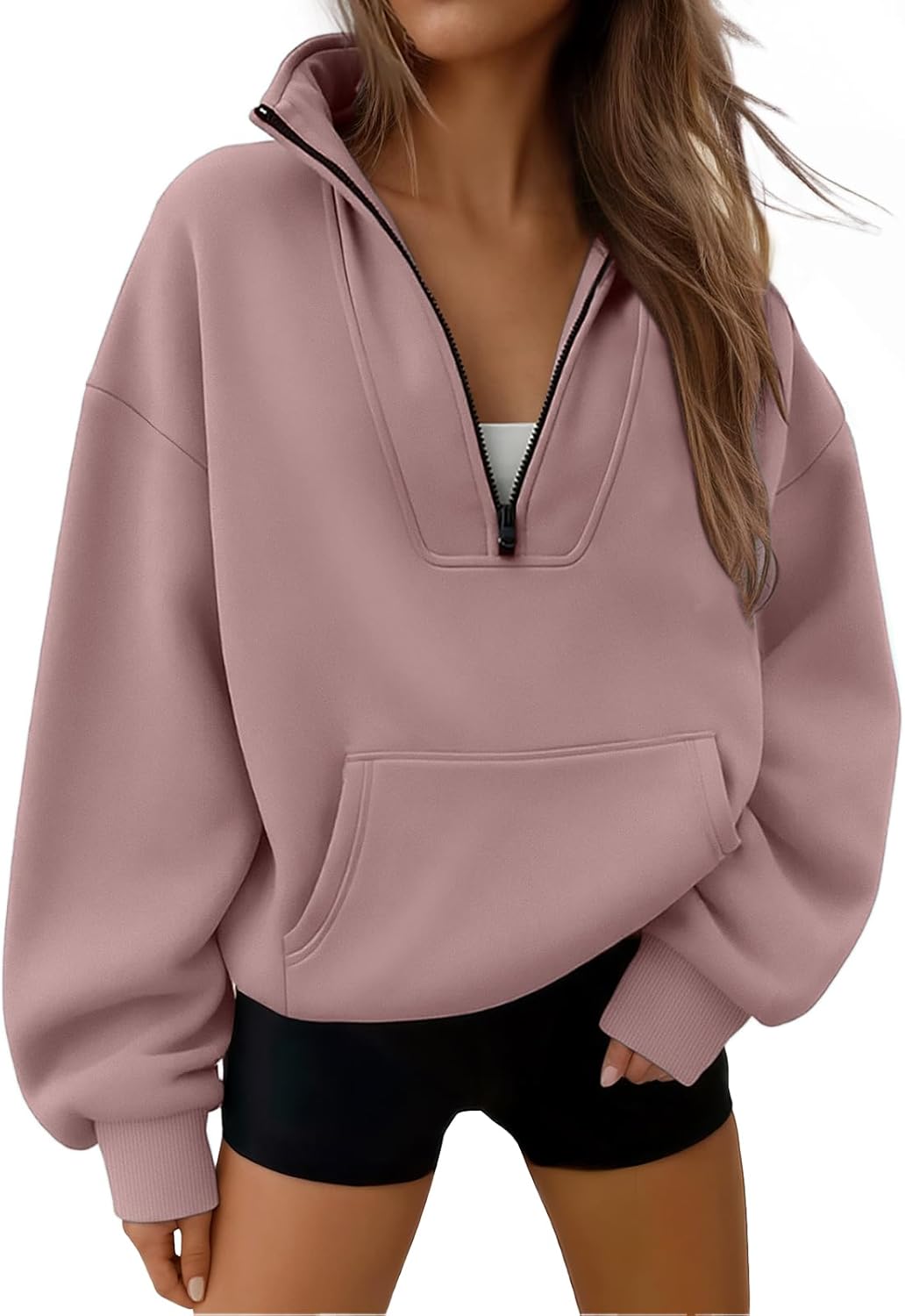 Trendy Queen Womens Sweatshirts Quarter Half Zip Pullover Oversized Hoodies Fall Fashion 2025 Winter Fleece Jackets Sweaters