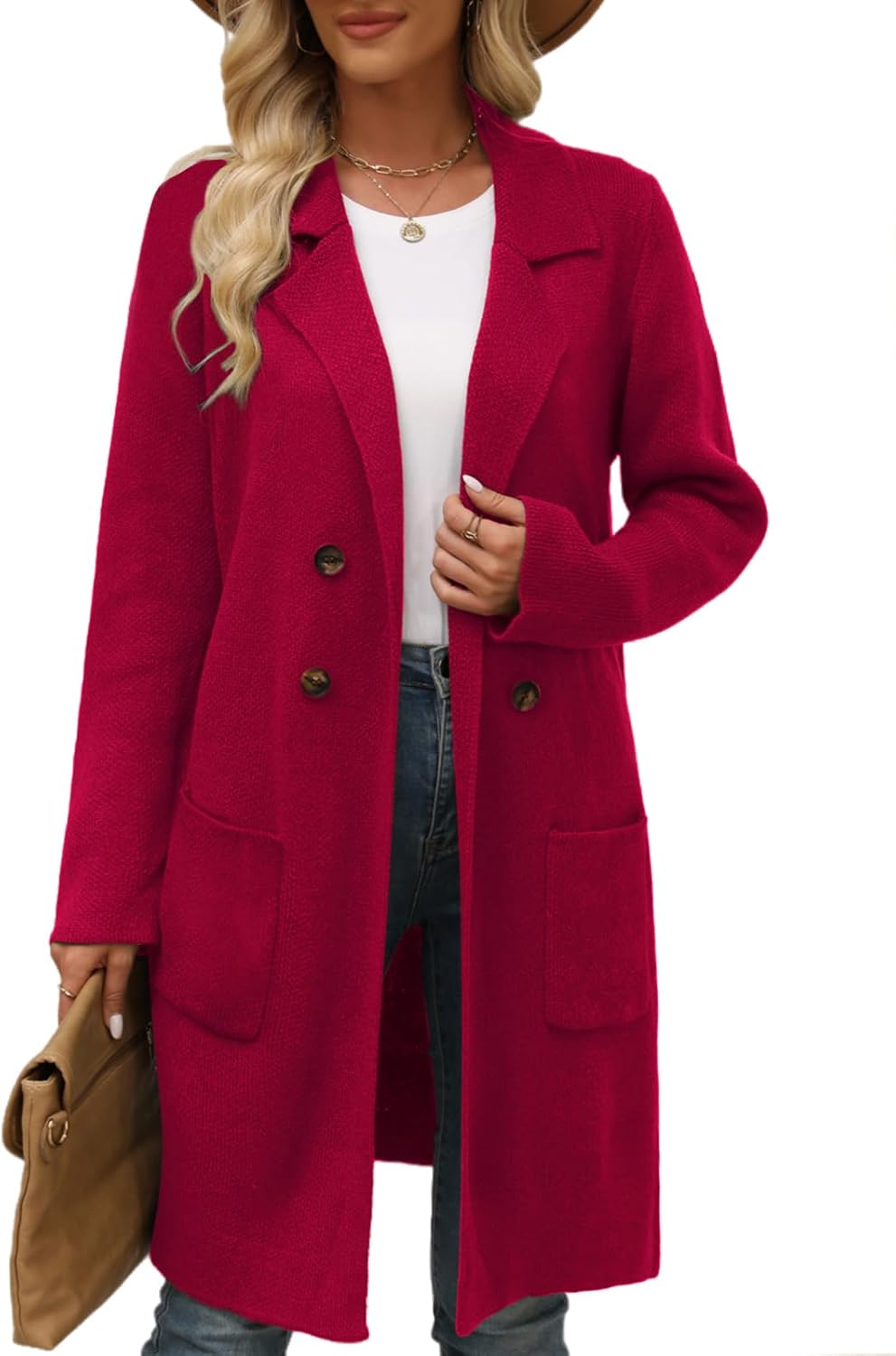 CiCiBird Women Fall Long Cardigan Sweater Trendy Knit Jacket Coat Dressy Blazer Coatigan