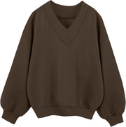 Remidoo Oversized Sweatshirt for Women V Neck Sweatshirts Casual Fleece Long Sleeve Pullover Top
