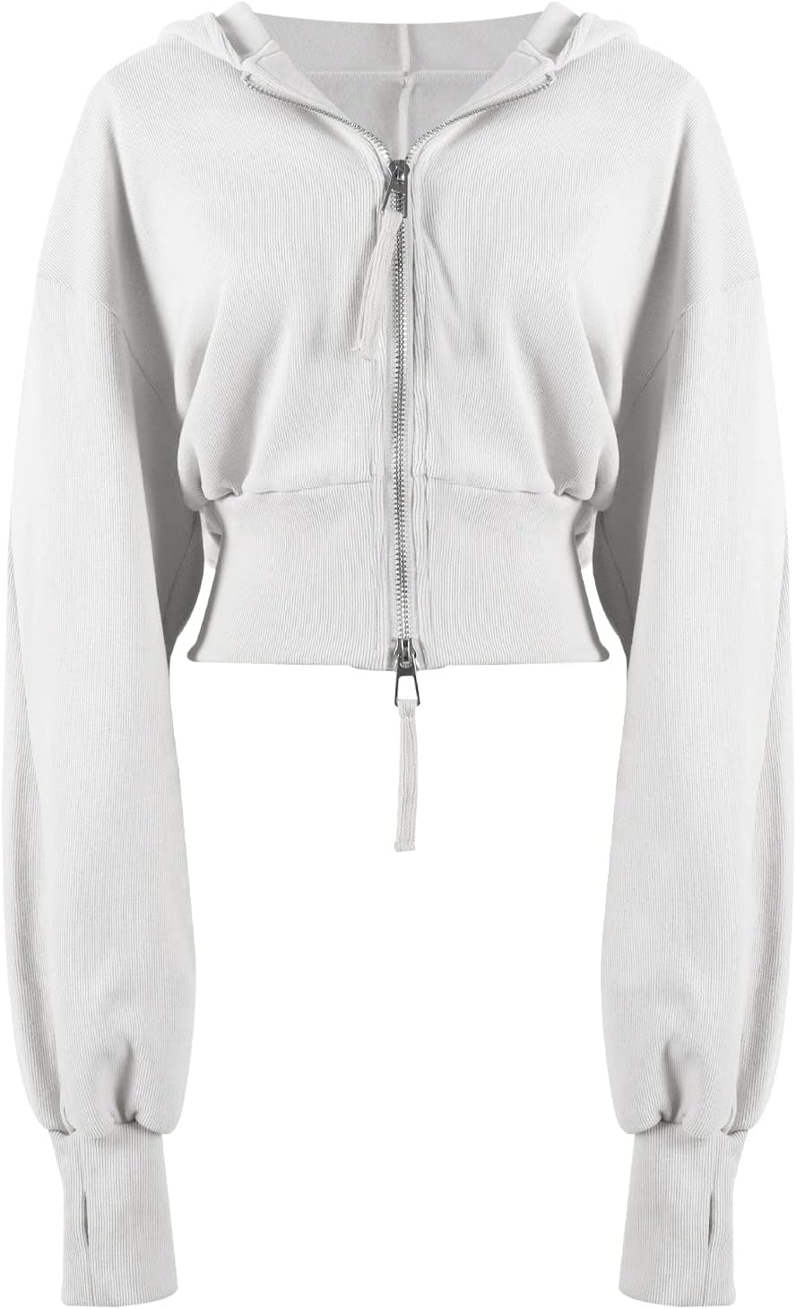 Arssm Cropped Hoodie Women Zip Up Long Sleeve Sweatshirts Casual Fashion Hooded Workout Jacket Crop Top