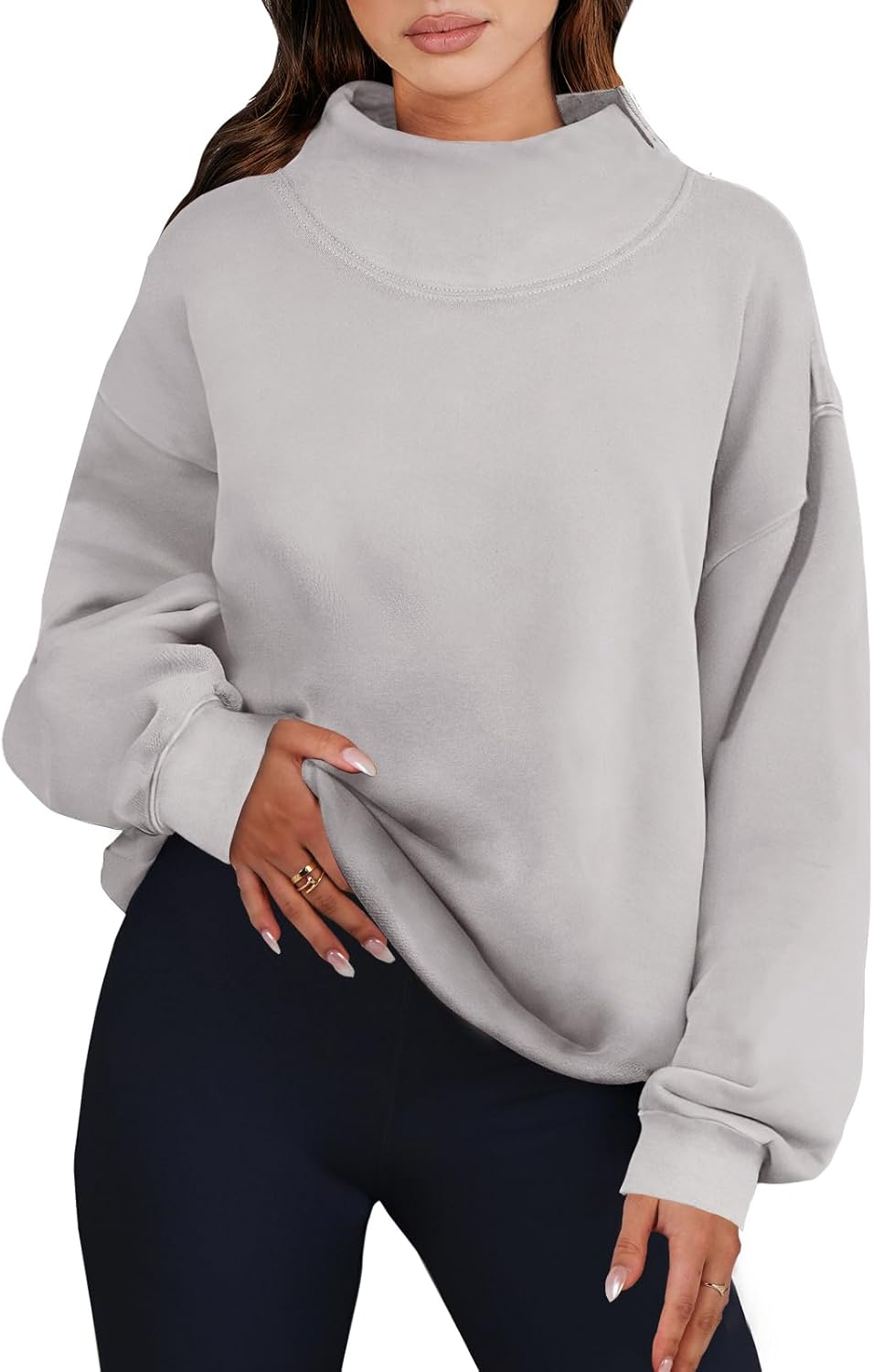 ANRABESS Womens Oversized Sweatshirts Turtleneck Pullover Long Sleeve Hoodies Tops 2025 Fall Fashion Preppy Outfits