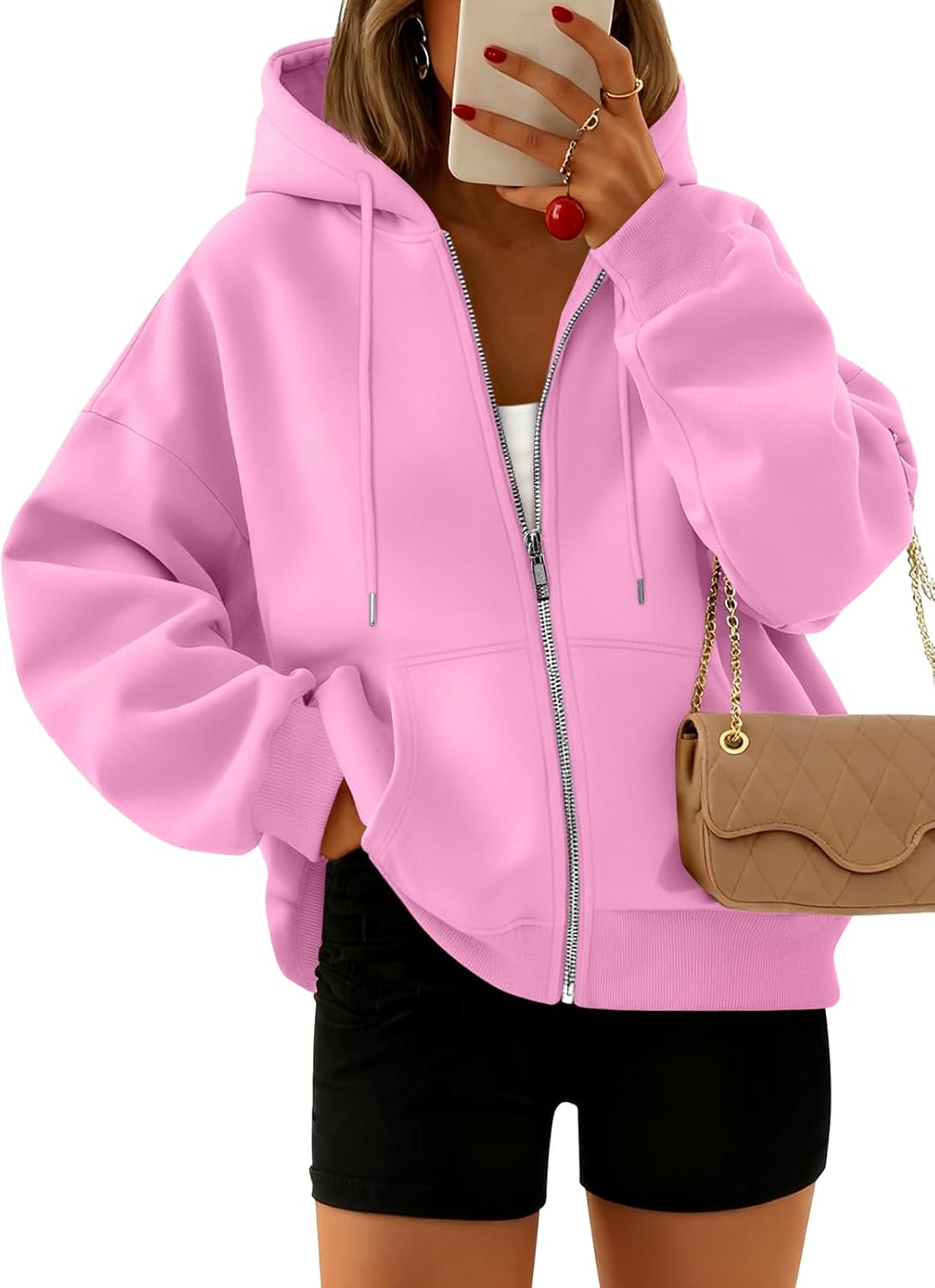 Trendy Queen Zip Up Hoodies For Women Cropped Sweatshirts Fall Fashion Outfits 2025 Y2k Fleece Teen Girls Clothes