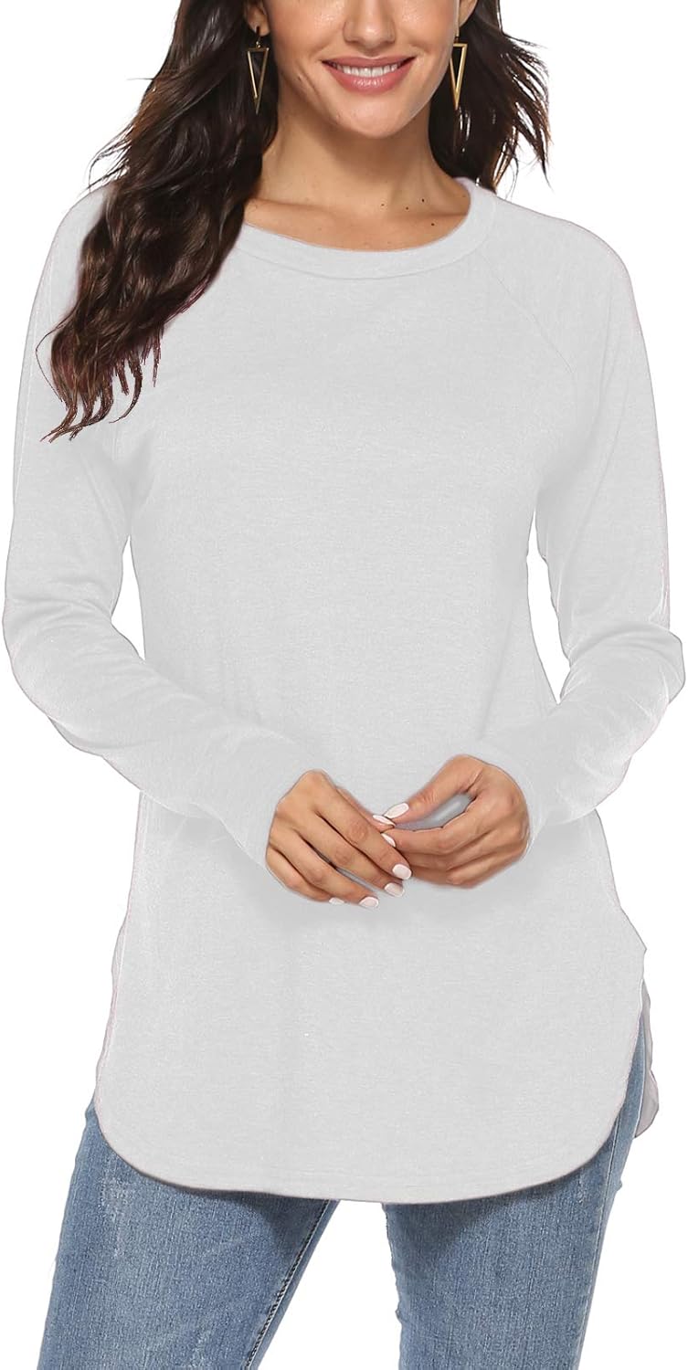 Newchoice Women's Casual Batwing Long Sleeve T Shirt Round Neck Basic Loose Tunic Tops