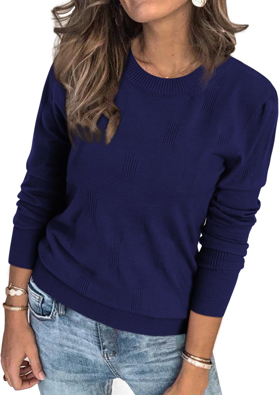 Arach&Cloz Women's Soft Knit Sweater Fall Dressy Casual Pullover Tops