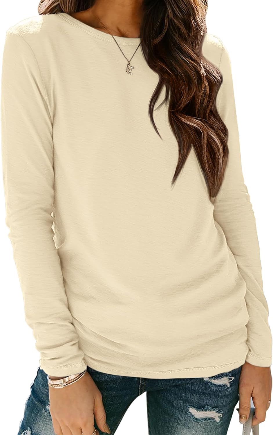 ATHMILE Womens Long Sleeve Shirts Basic Tee Fall Trendy Spring Top Business Casual Beach Vacation Workout 2025 Fashion