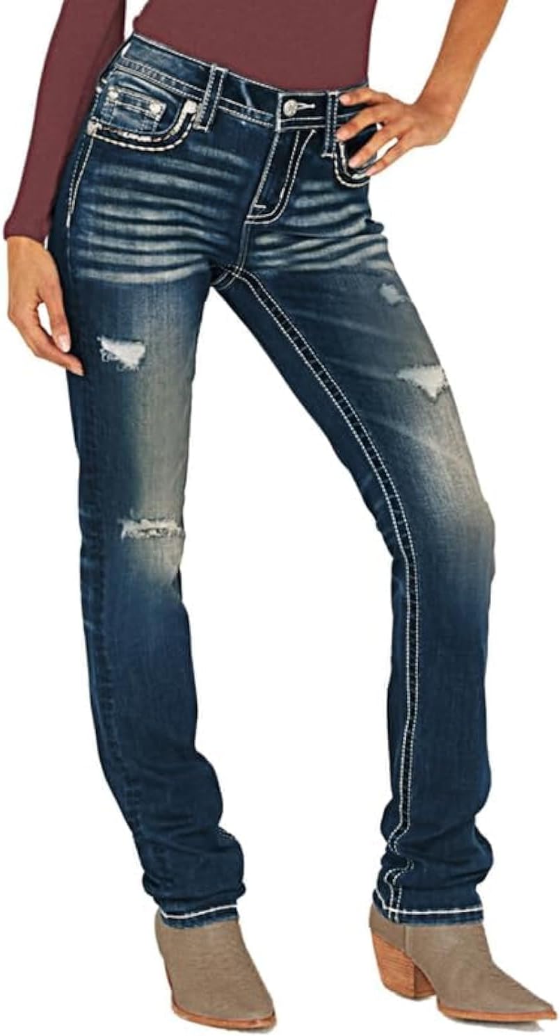 Women's Jeans 90s Mid Rise Bootcut High Stretch Boot Cut Denim Pants Pantalones De Mujer
