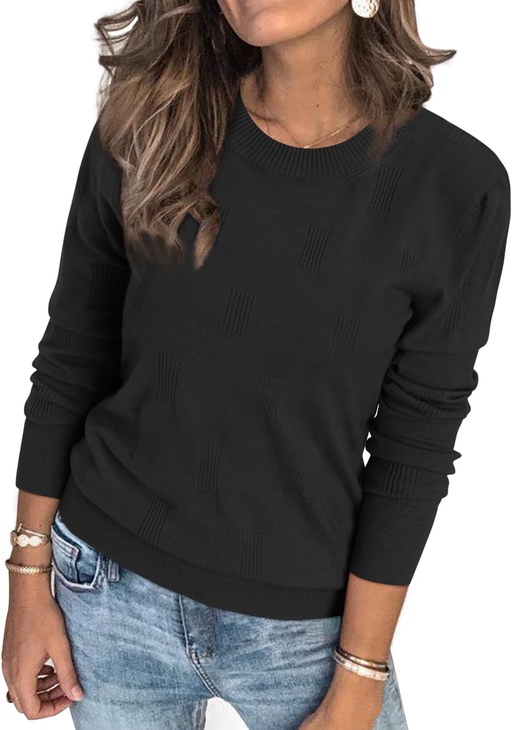 Arach&Cloz Women's Soft Knit Sweater Fall Dressy Casual Pullover Tops