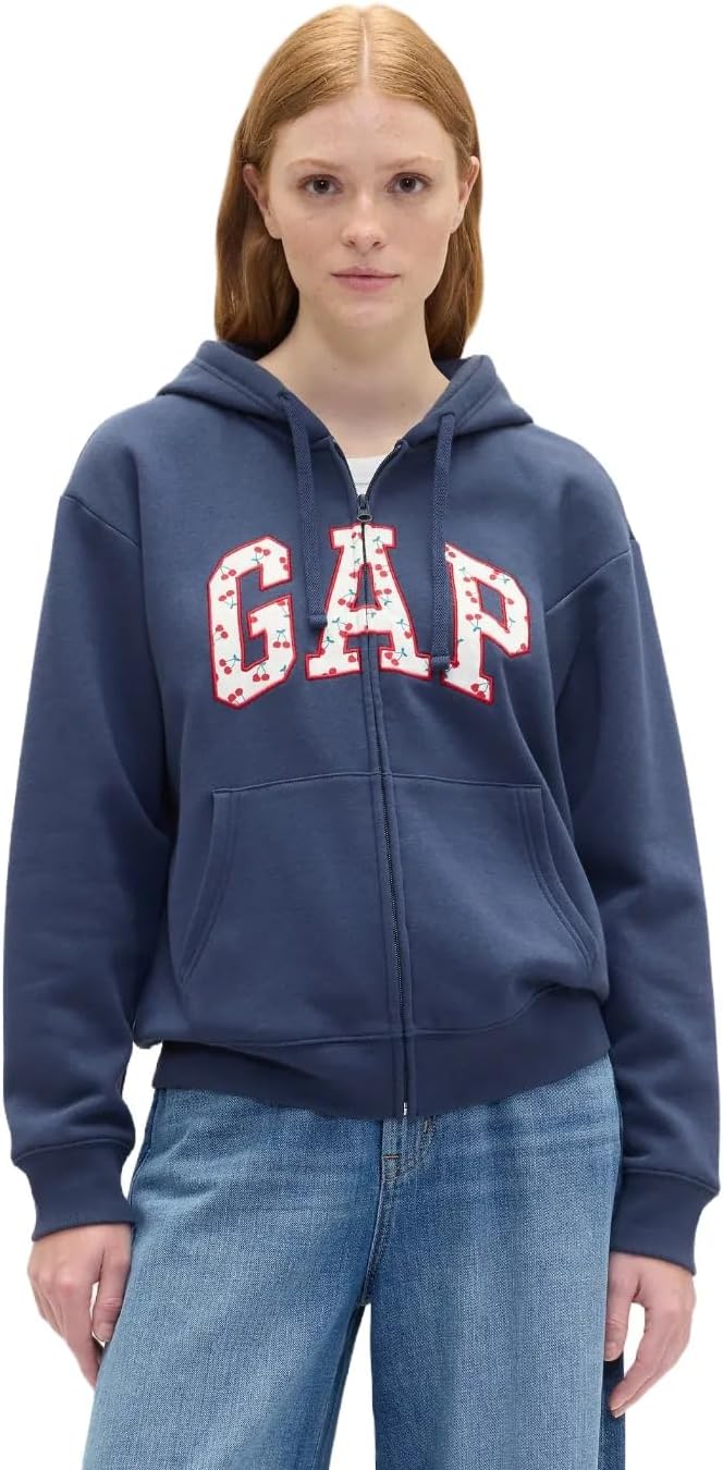 GAP womens Logo Hoodie Hooded Full Zip Sweatshirt