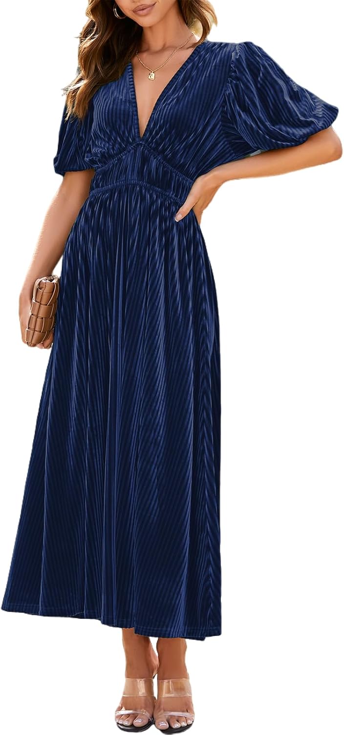 Women's Velvet Maxi Dress Formal Dresses for Wedding Guest Dress